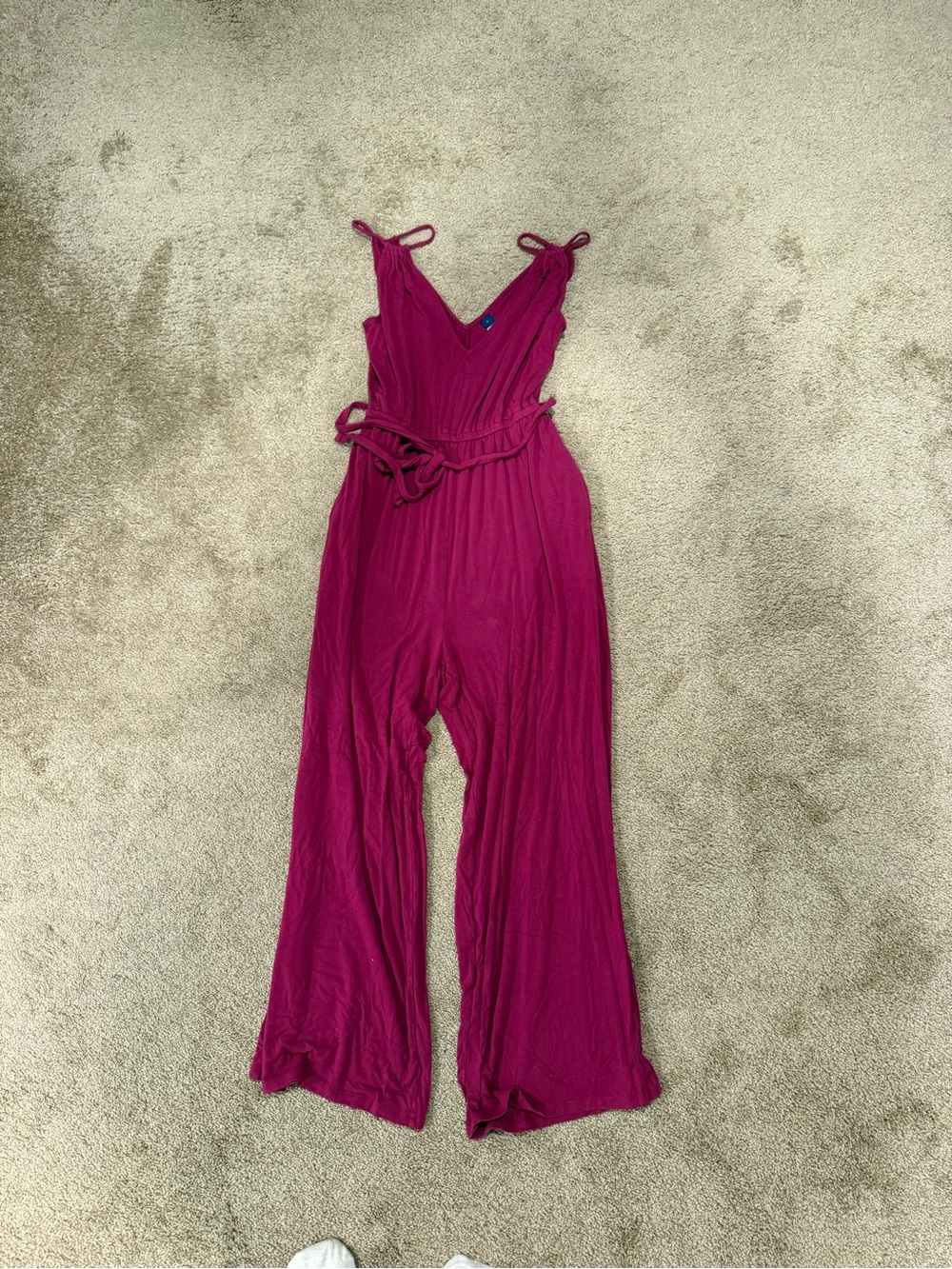 Old Navy Magenta Straight-Leg Jumpsuit with Tie Straps